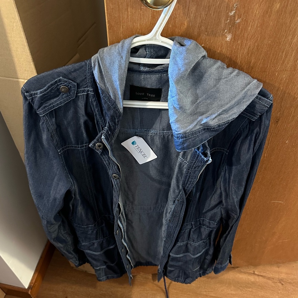 Brand new hooded denim jacket